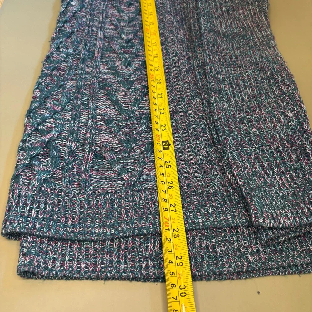 Faded Glory Womens SZ XXL (20) Cable Knit Sweater Antique Teal Blue Cotton Blend